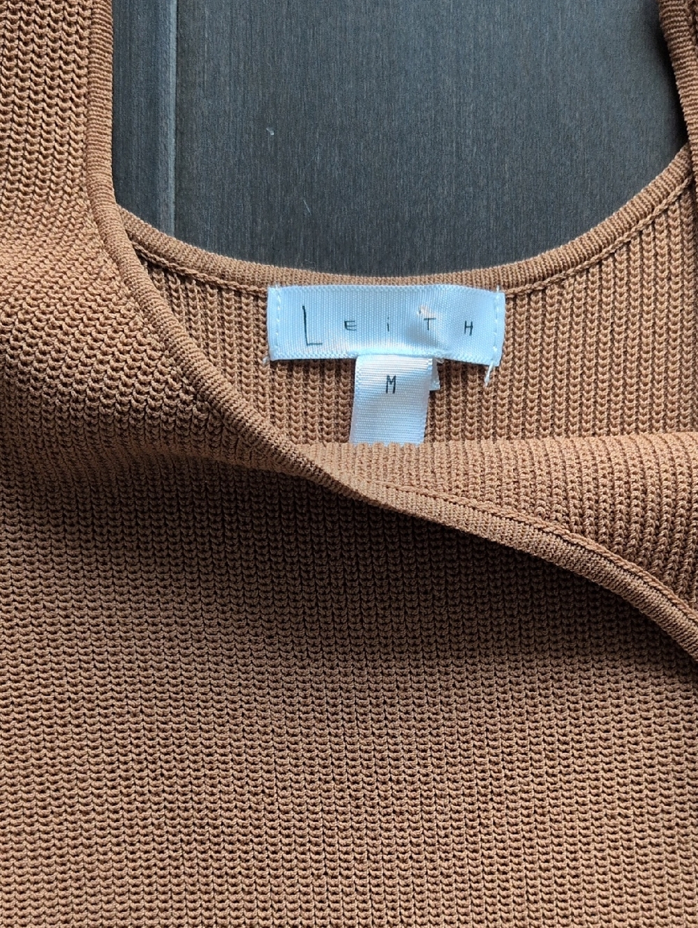 Leith Warm Chestnut Ribbed Dress